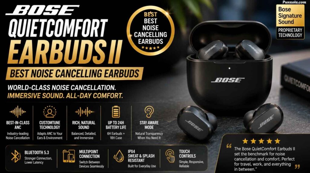 Bose QuietComfort Earbuds II – Best Noise Cancelling Earbuds